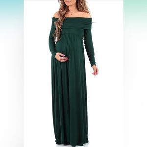 green emerald velvet dress Divine Timing Bottle Green Maternity Maxi Dress With Cape Sleeves – Club L  London main image 0